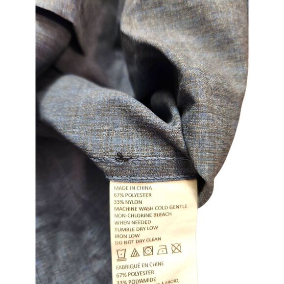 PrAna Men's Med button up Hiking Outdoor shirt Blue chest pocket Roll Tab nylon - Picture 8 of 10